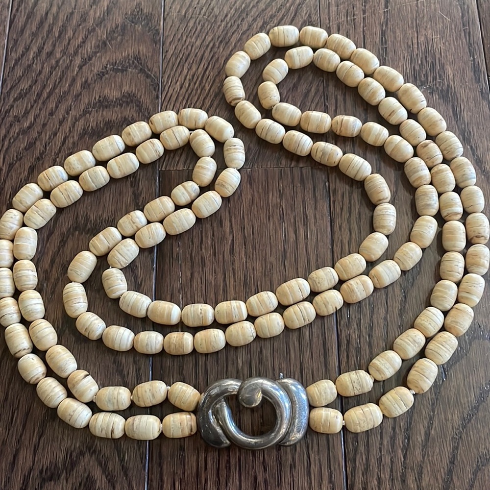 Vintage beaded belt and metal buckle